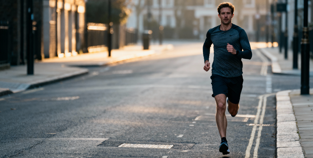 Man running in winter