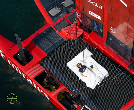 Woman looking happy running at night