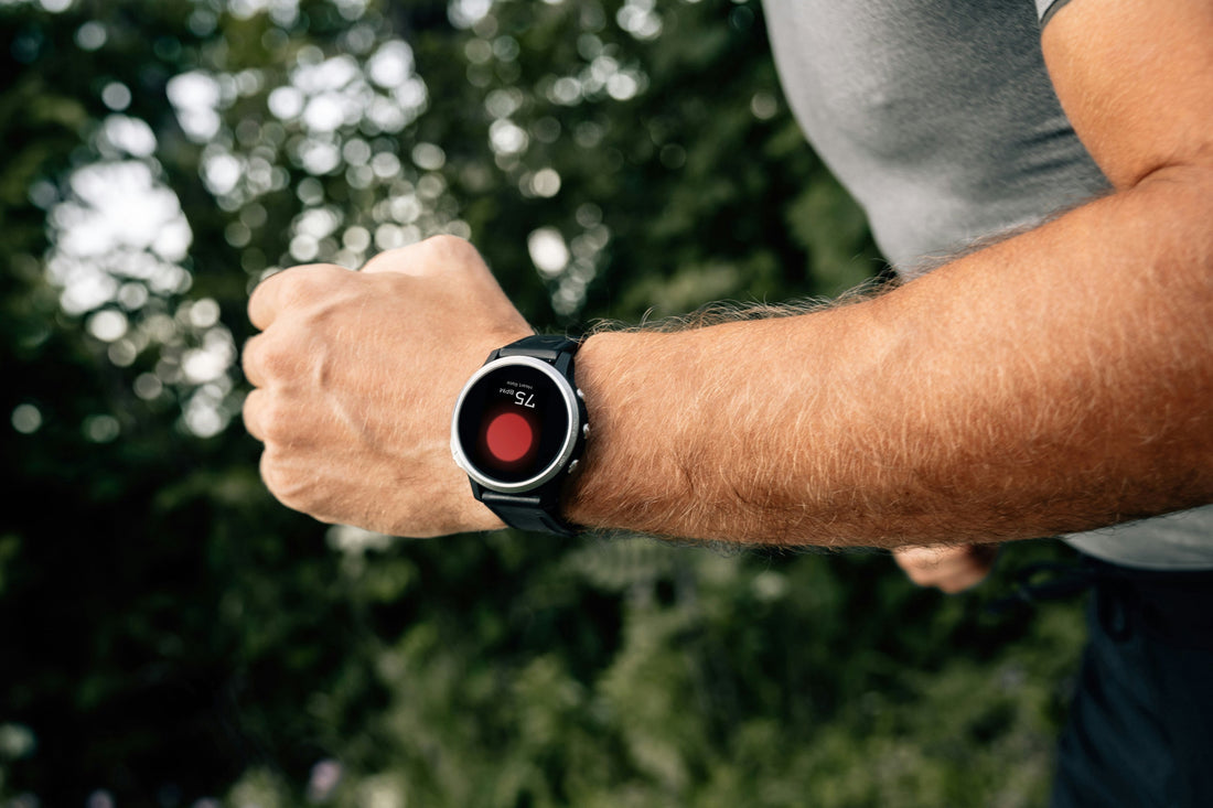Man running with smartwatch